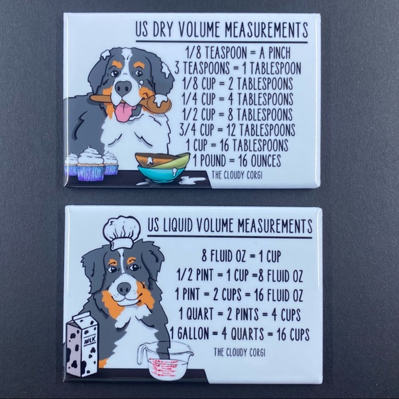 Bernese Mountain Dog Measuring Chart Magnet Set Cooking Baking Guide - Picture 5 of 5